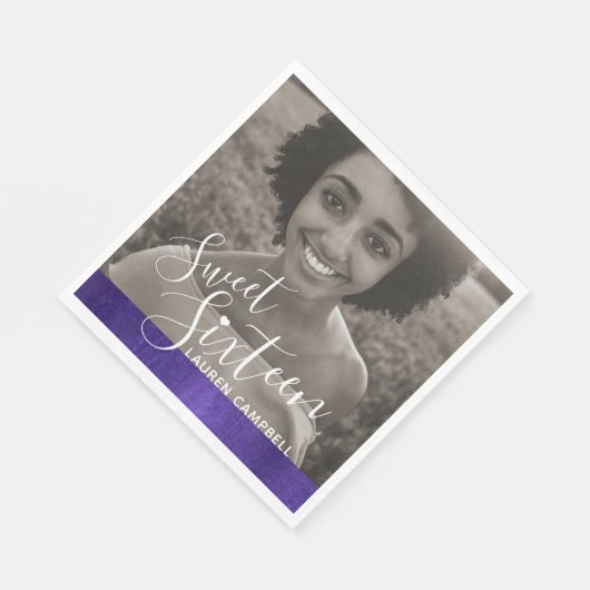 Serviette En Papier Sweet sixteen d'art moderne violet modèle photo (Coin)