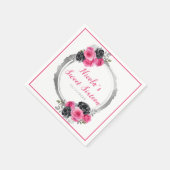 Serviette En Papier Sweet sixteen de Fleurs Élégantes Rose et Argent C (Coin)