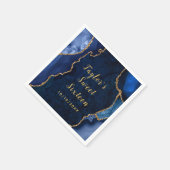 Serviette En Papier Sweet sixteen en marbre marbré marine et or (Coin)