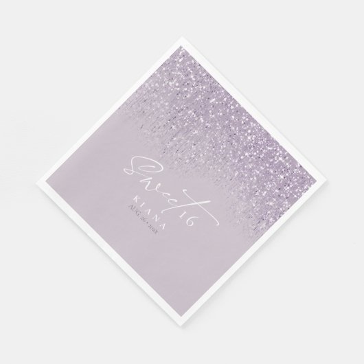 Serviette En Papier Sweet sixteen étincelant Mauve ID912 (Coin)