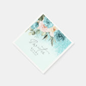 Serviette En Papier Sweet sixteen Floral Sparkles ID Turquoise912 (Coin)