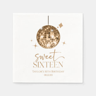 Serviette En Papier Sweet sixteen Gold Disco Ball 16e fête d'anniversa