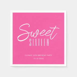 Serviette En Papier Sweet sixteen moderne hot rose filles 16e annivers