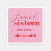 Sweet sixteen moderne rouge rose 16e anniversaire