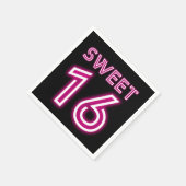 Serviette En Papier Sweet sixteen Neon tendance Hot rose et noir (Coin)