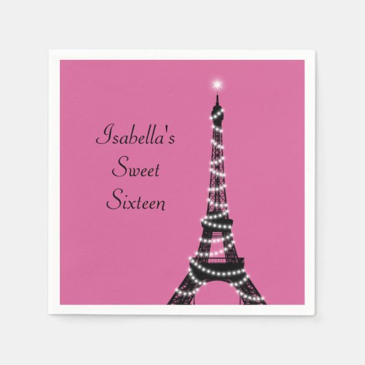 Serviette En Papier Sweet sixteen parisien élégant Napkin (Devant)