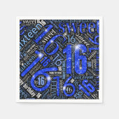 Serviette En Papier Sweet sixteen Parkle Mot Cloud bleu noir ID265 (Devant)