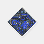 Serviette En Papier Sweet sixteen Parkle Mot Cloud bleu noir ID265 (Coin)