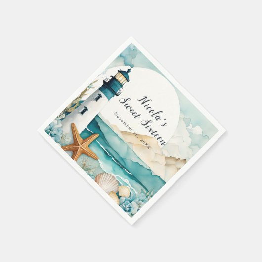 Serviette En Papier Sweet sixteen phare Nautique Anniversaire (Coin)