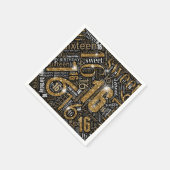 Serviette En Papier Sweet sixteen Sparkle Word Cloud Gold Blk ID265 (Coin)