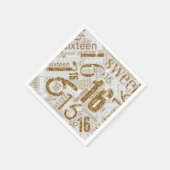 Serviette En Papier Sweet sixteen Sparkle Word Cloud Gold ID265 (Coin)