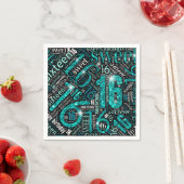 Serviette En Papier Sweet sixteen Sparkle Word Cloud Turquoise ID265 (En situation)