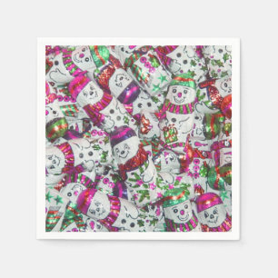 Serviette En Papier Sweet Snowmen Papier rose serviette