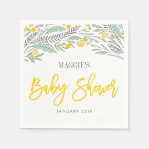 Serviette En Papier Sweet Sprigs Neutre Customisé Baby shower Napkin