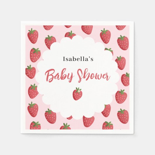 Serviette En Papier Sweet Strawberry Personalized Baby Shower (Devant)