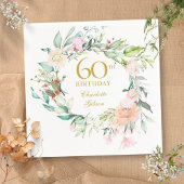 Serviette En Papier Sweet Summer Roses Garland 60e anniversaire