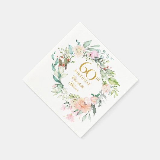 Serviette En Papier Sweet Summer Roses Garland 60e anniversaire (Coin)