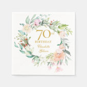 Serviette En Papier Sweet Summer Roses Garland 70e anniversaire (Devant)