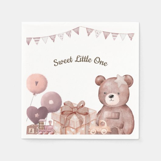 Serviette En Papier Sweet Teddy Bear Baby Shower Napkin (Devant)
