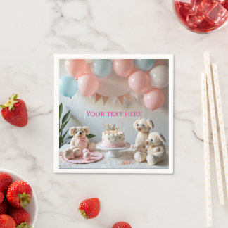 Serviette En Papier Sweet Teddy Bears Balloons Birthday or Baby Shower
