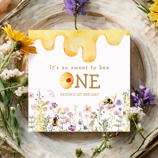 Serviette En Papier Sweet to Bee One mignon fille miel premier anniver
