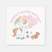 Serviette En Papier Sweet Unicorn Nom Deuxième fête d'anniversaire (Devant)