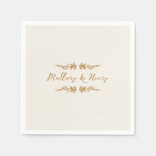 Serviette En Papier Sweet Whimsical manuscrit Mariage illustré (Devant)