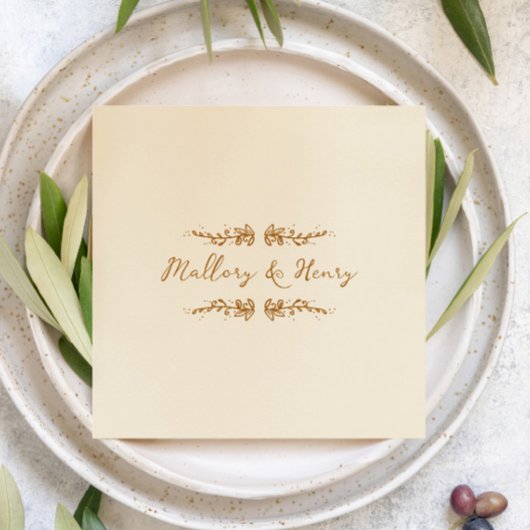 Serviette En Papier Sweet Whimsical manuscrit Mariage illustré