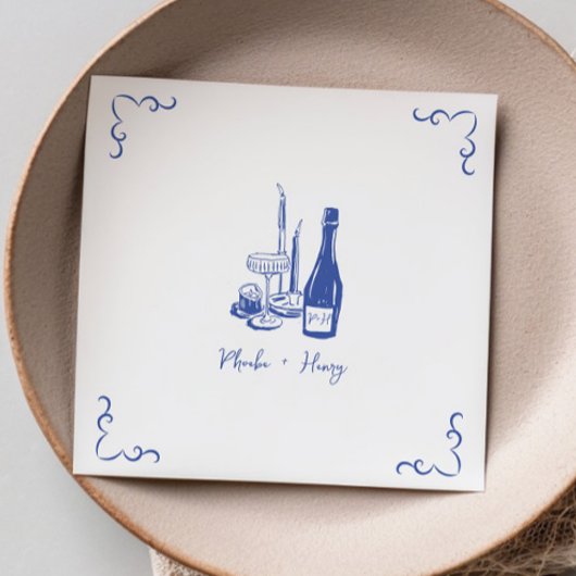 Serviette En Papier Sweet Whimsical manuscrit Mariage illustré