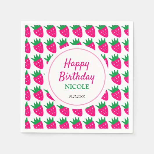 Serviette En Papier Swete fraise rose Anniversaire (Devant)
