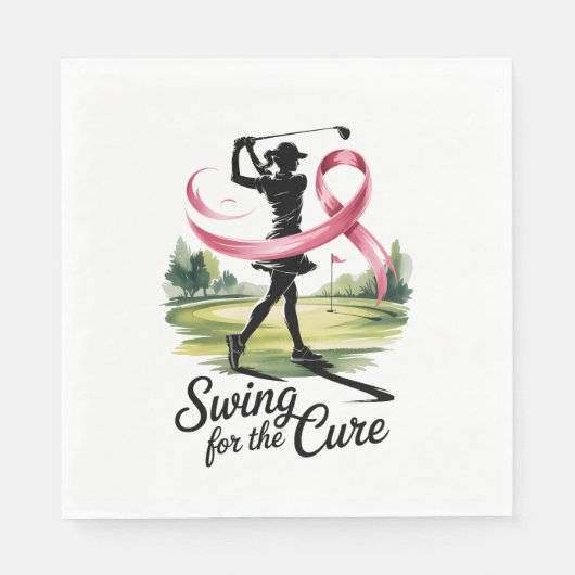 Serviette En Papier Swing for the Cure Golf Breast Cancer (Devant)