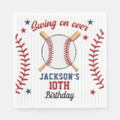 Serviette En Papier "Swing On Over – Baseball Birthday Party  (Devant)