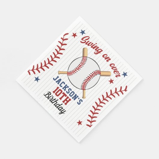 Serviette En Papier "Swing On Over – Baseball Birthday Party  (Coin)
