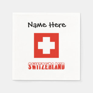 Serviette En Papier Switzerland and Swiss Flag with Your Name