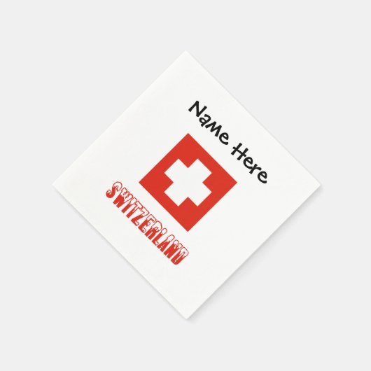 Serviette En Papier Switzerland and Swiss Flag with Your Name (Coin)