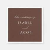 Serviette En Papier SYDNEY Espresso Brown Mariage minimal (Devant)