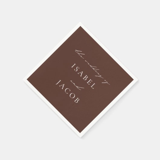 Serviette En Papier SYDNEY Espresso Brown Mariage minimal (Coin)