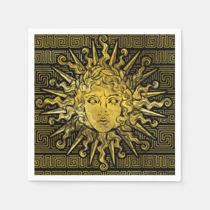 Serviette En Papier Symbole apollo Sun sur le Motif de clé grecque