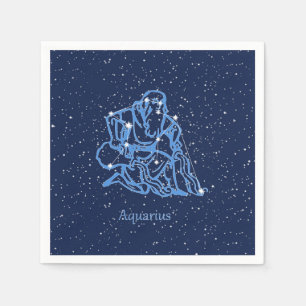 Serviette En Papier Symbole Aquarius Constellation et Zodiaque avec é