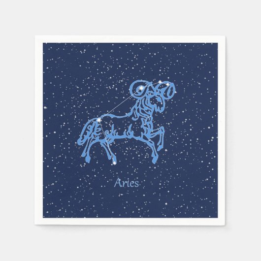 Serviette En Papier Symbole Aries Constellation et Zodiac avec étoiles (Devant)