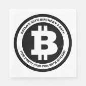 Serviette En Papier Symbole Bitcoin noir et blanc Message personnalisé (Devant)