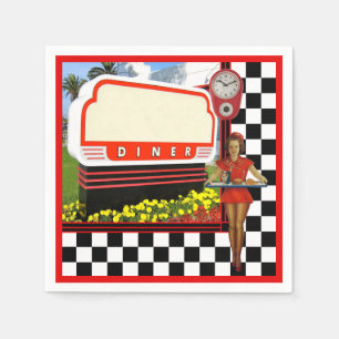 Serviette En Papier Symbole blanc les années 50 Retro Diner