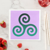 Serviette En Papier Symbole celtique antique Triskele vert Lilac (En situation)