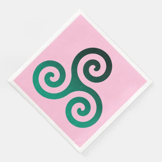 Serviette En Papier Symbole celtique antique Triskele vert Pastel Rose (Coin)