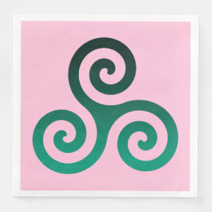 Serviette En Papier Symbole celtique antique Triskele vert Pastel Rose