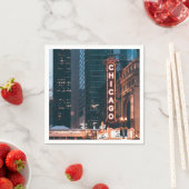Serviette En Papier SYMBOLE Chicago Illinois Neon Nuit (En situation)