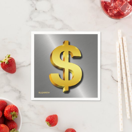Serviette En Papier Symbole d'argent or Dollar Sparkling (En situation)