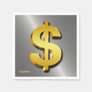 Serviette En Papier Symbole d'argent or Dollar Sparkling
