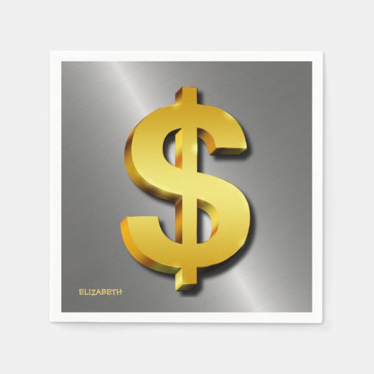 Serviette En Papier Symbole d'argent or Dollar Sparkling (Devant)
