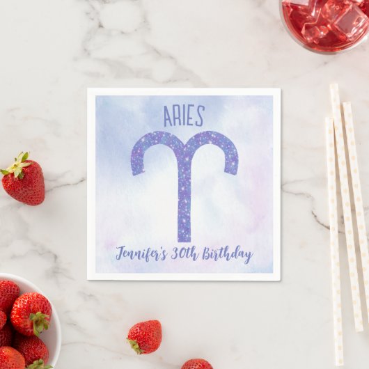 Serviette En Papier Symbole d'astrologie violette de Pretty Aries (En situation)